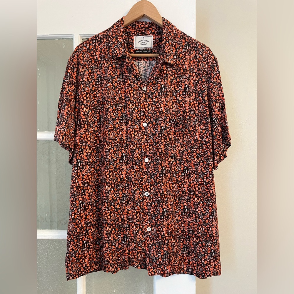 Portuguese Flannel soft camp collar button down coffee print
